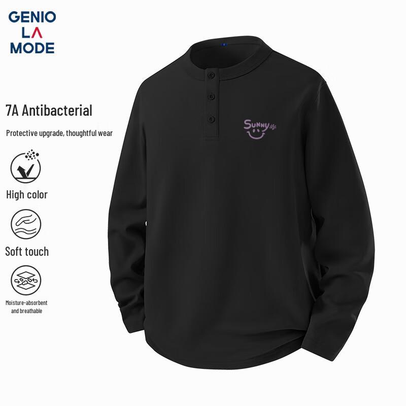 

GENIOLAMODE Men s Henley Neck Long Sleeve T-Shirt XL