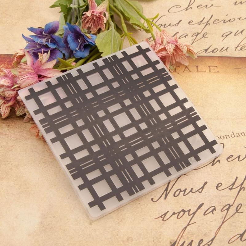 Grid Texture Embossing Folder 5x5Inch Plastic Embossing Folder Stencil for Card Making Paper Crafts and Scrapbooking