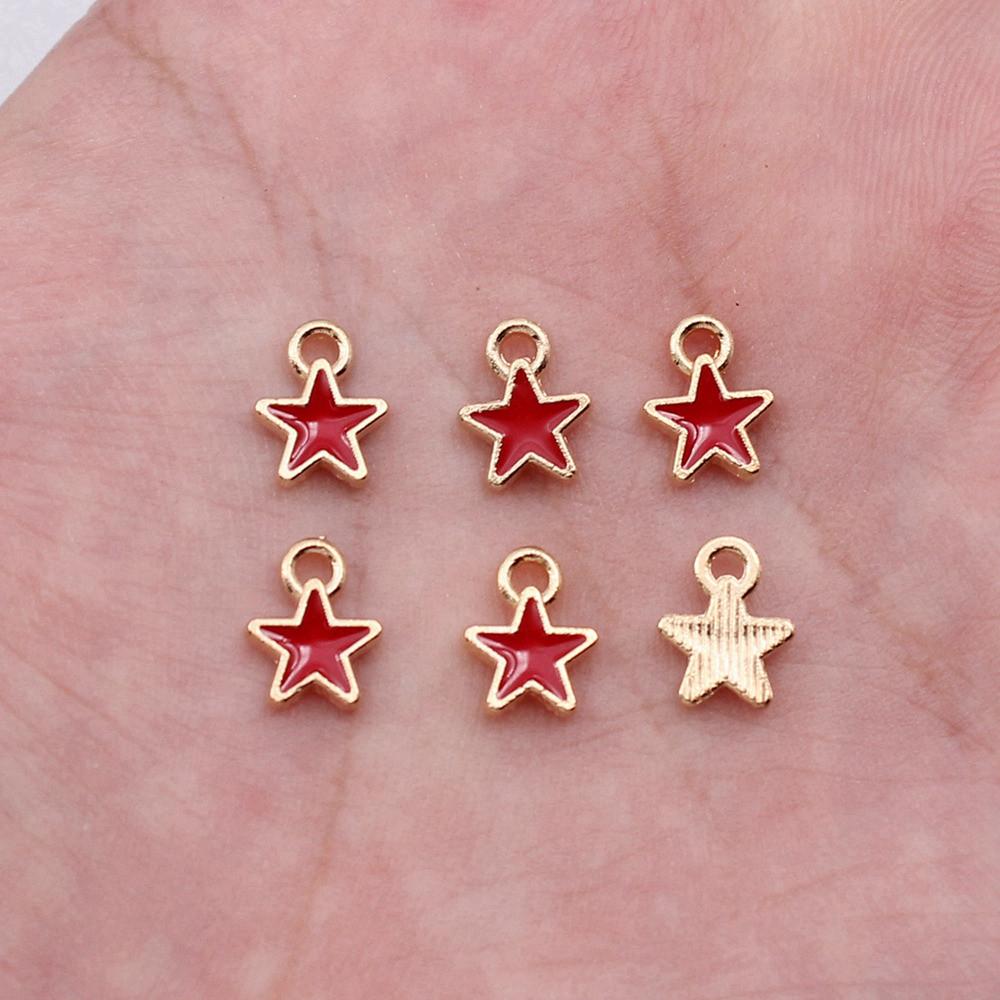 

Five-Pointed Stars Moons Enamel Rhodium Plated Celestial Charm Zinc Alloy Jewelry Making Supplies Bracelet Making Style A36-20pcs-8.9x6.7mm