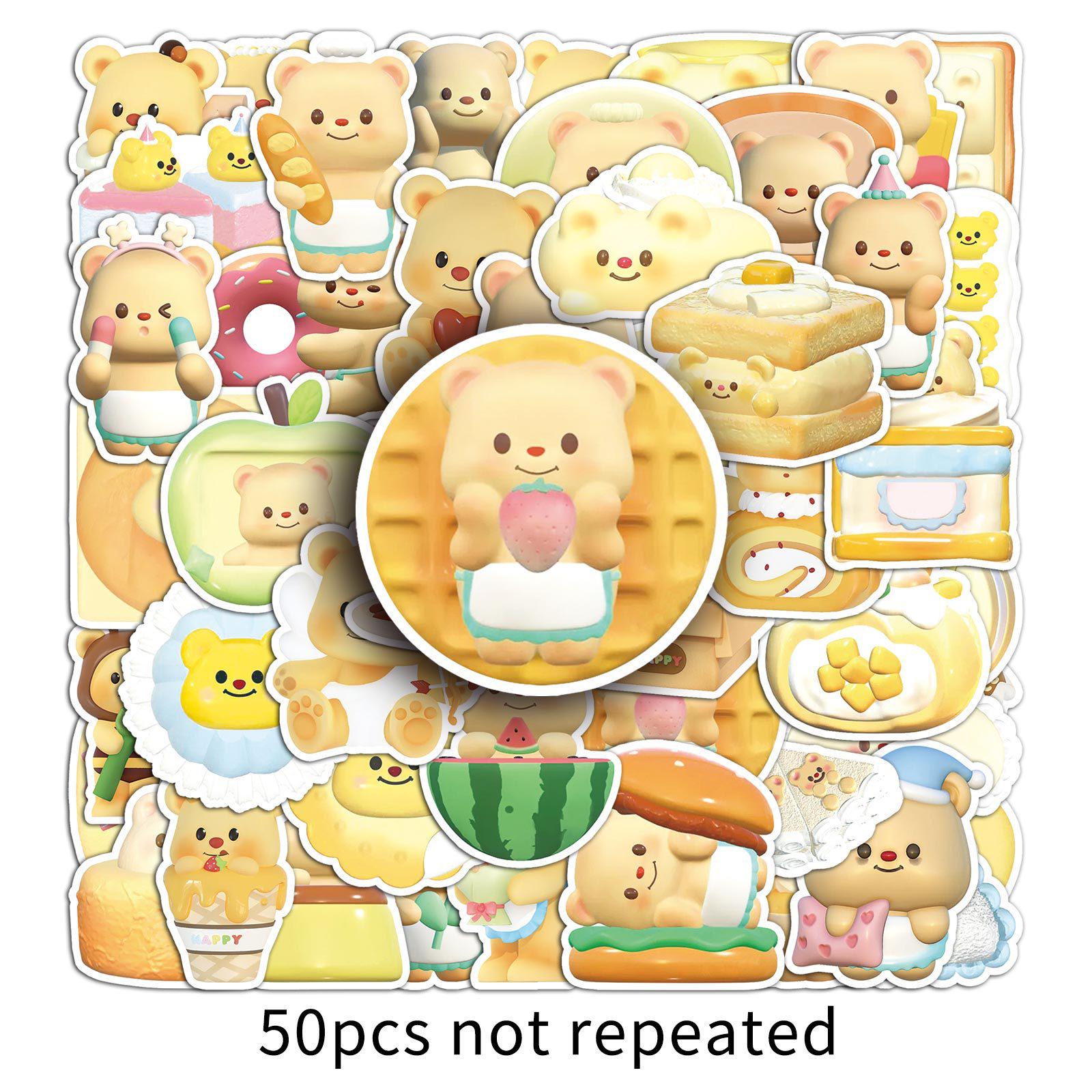 

50 листов 3D милых наклеек с граффити в виде медвежат для чехлов для телефонов, стаканов для воды и багажа