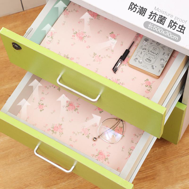 Japan KOMEKI 3299: Cuttable Rose Pattern Deodorant Mat (0.3x5m) for Cabinets and Drawers