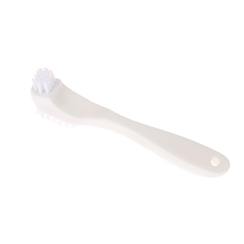 Multi-Layered Bristles Denture Cleaning False Teeth Brush Oral Care Non-Slip Ergonomic Rubber Handle Dual Heads Antibacterial