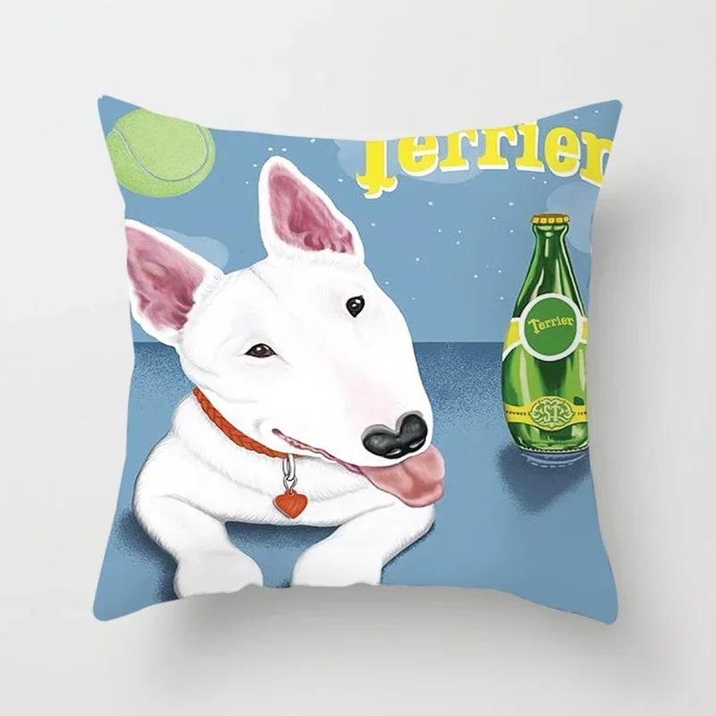 Bedroom Sofa Car Cushion Cover Cartoon Bulldog Series Pillow Gift Home Office Decorative