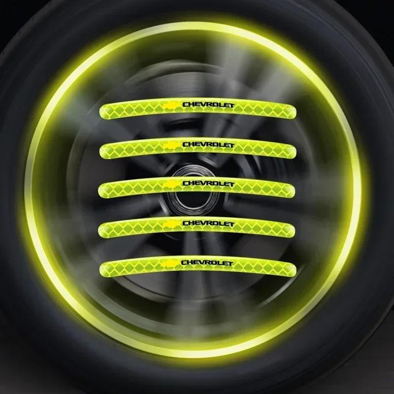 TUVWY1 Luminous Car Wheel Hub Stickers High Reflective Stripe Tape For Chevrolet Silverado Impala Malibu Cruze Camaro Blazer Spark
