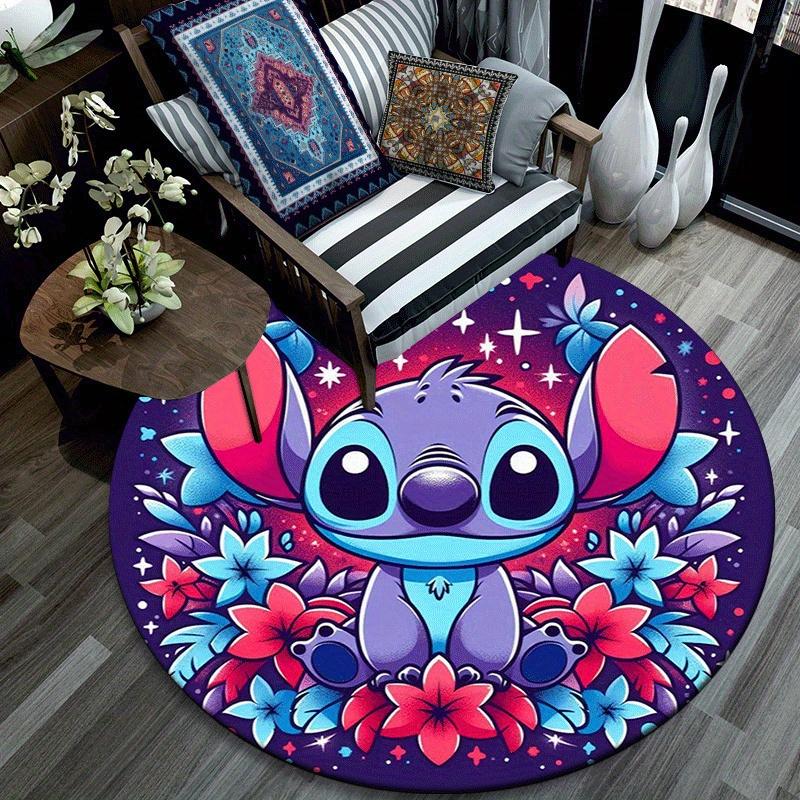 1pc Stitch Round Area Rug - Non-Slip, Machine Washable Polyester Carpet for Living Room & Bedroom Decor