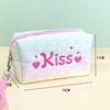 Fashion Embroidered Kiss Letter Makeup Bag Ins Style Gradient Color Storage Bags Large Capacity Toiletry Bags For Women Gifts