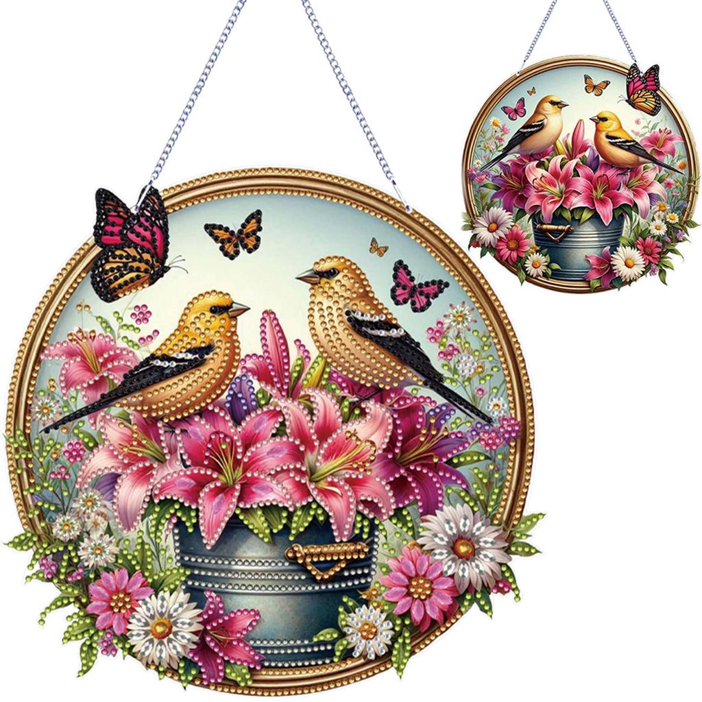 5D DIY Diamantmalerei Punkte Anhänger Doppelseitiger Druck Strassstein Diamantkunst Fensteranhänger für Gartenfenster Dekoration