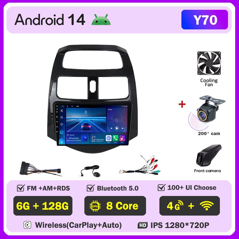 Car Radio Player Android 14 For Chevrolet Spark Beat Matiz Creative 2009-2016 Carplay Auto Screen Wireless Android Auto Carplay