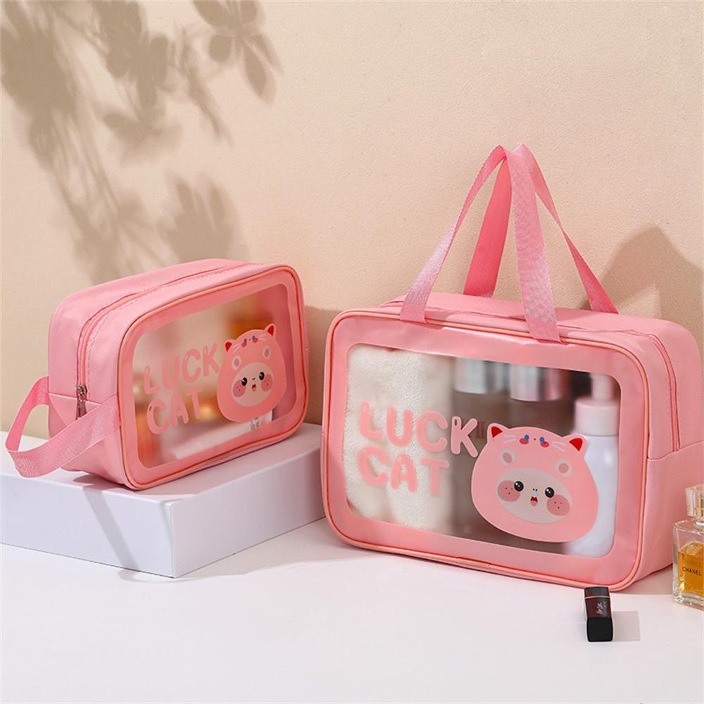 Travel PVC Transparent Makeup Bag Toiletry Storage Bag Swimming Beach Large Capacity Wash Bag Waterproof Portable Cosmetic Pouch