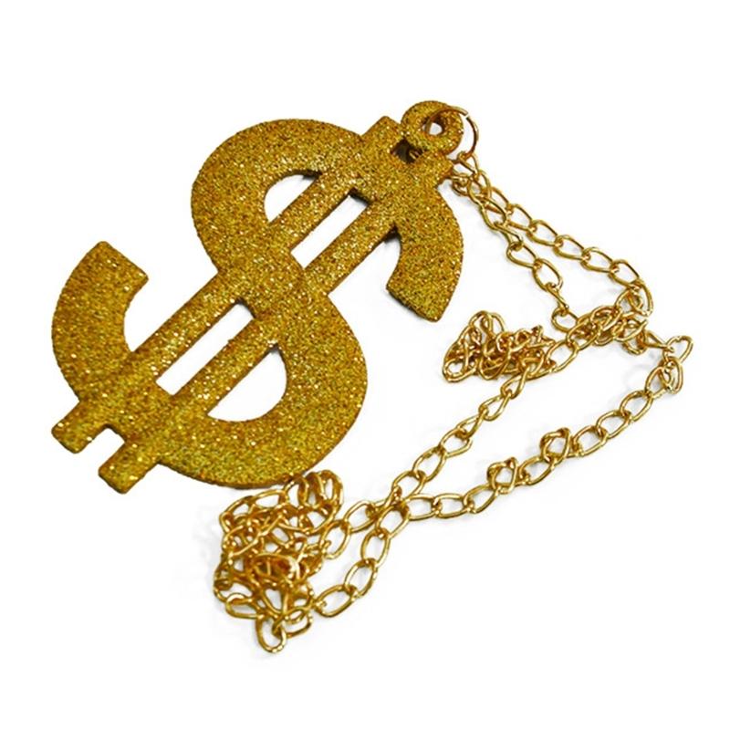 Rapper Chain Costumes Hip Hop Punk Parties Party Cosplays Golden Chain Dollars Sign Necklace Pendant Golden Necklace