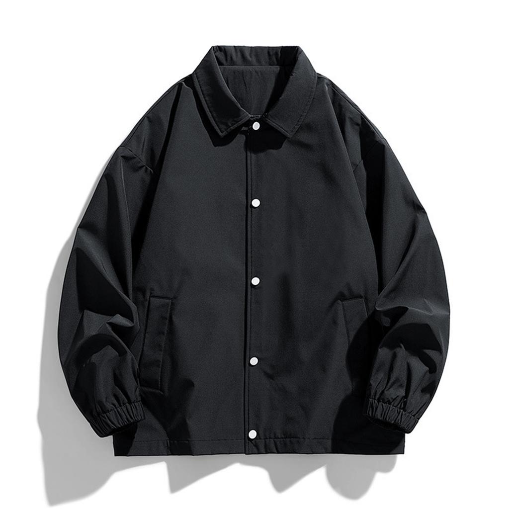 Men's Solid Color Lapel Jacket Couple's Casual Sports Long Sleeved Coat