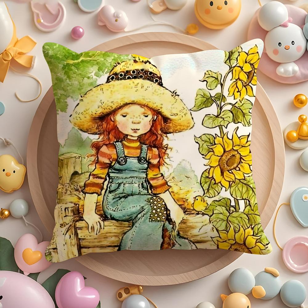 Art Sarah Kay Swing Girl Cushion Cover Short Plush Double-Sided Printing Home Machine Washable In Warm Winter Pillow Case