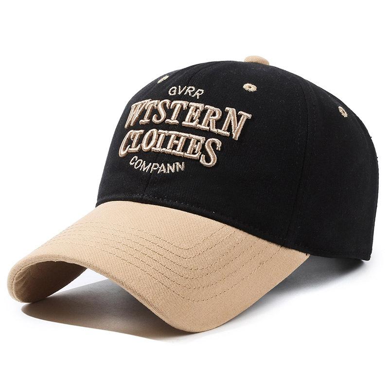 Color matching retro American baseball cap women's face small contrast color four seasons cap men's trendy brand Korean version soft top hat