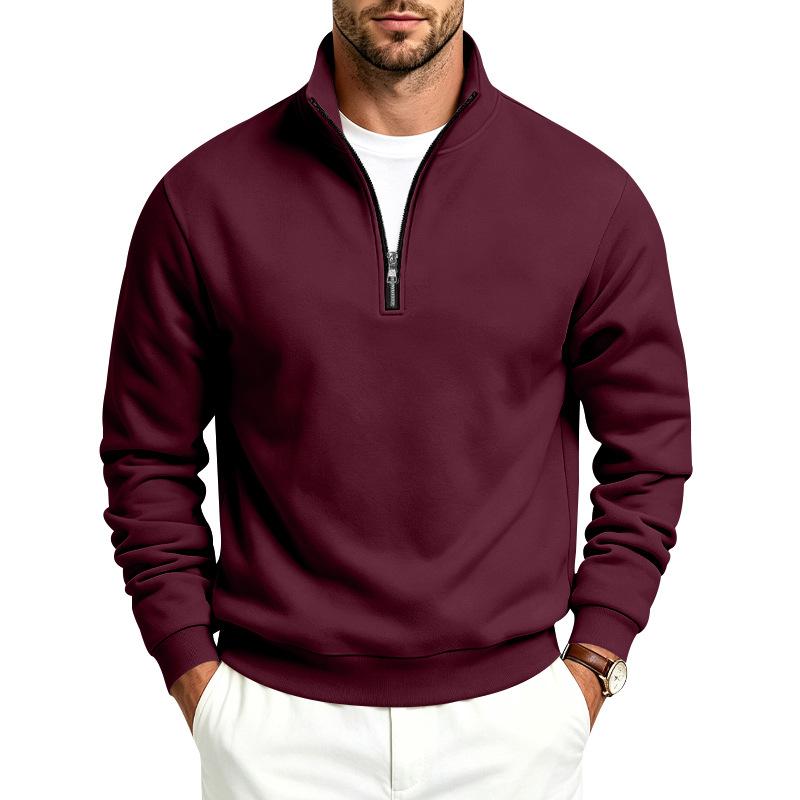 Men's Fleece Half Zip Sweatshirt Stand Collar Relaxed Fit Outdoor Casual Pullover
