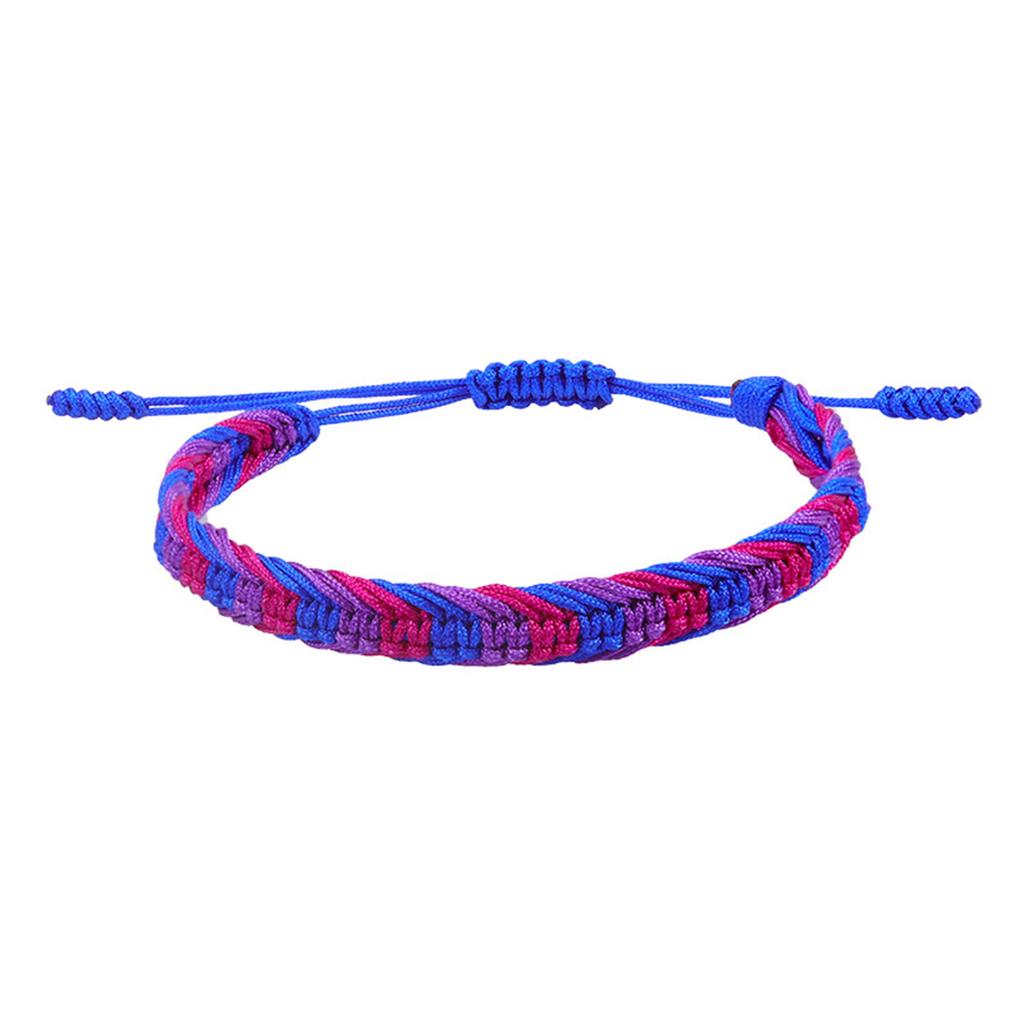Polyester Boho Bohemia Waved String Braided Friendship Bracelets Ethnic Multicolor Weave Textured Adjustable 15cm-27cm long, 1PC