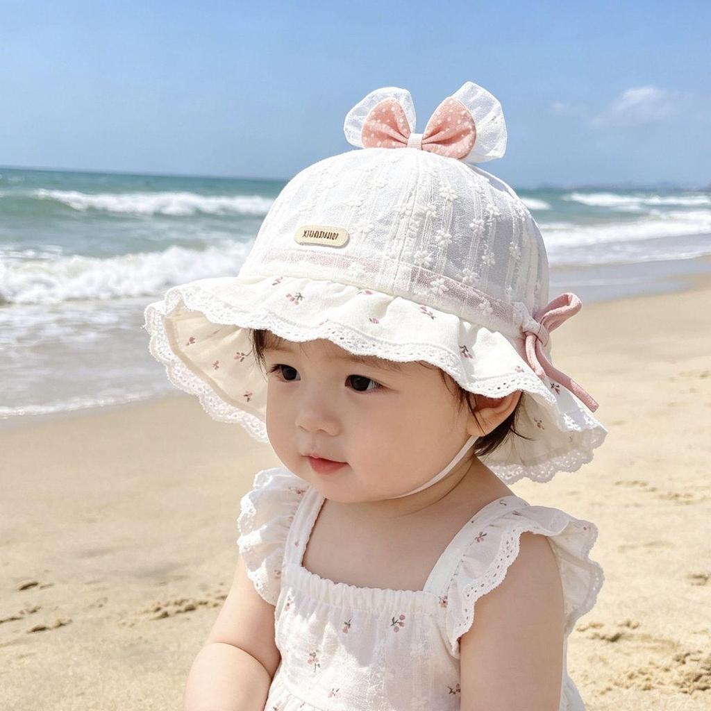 Breathable Baby Girl Lace Bucket Hat – Spring/Summer Sun Protection