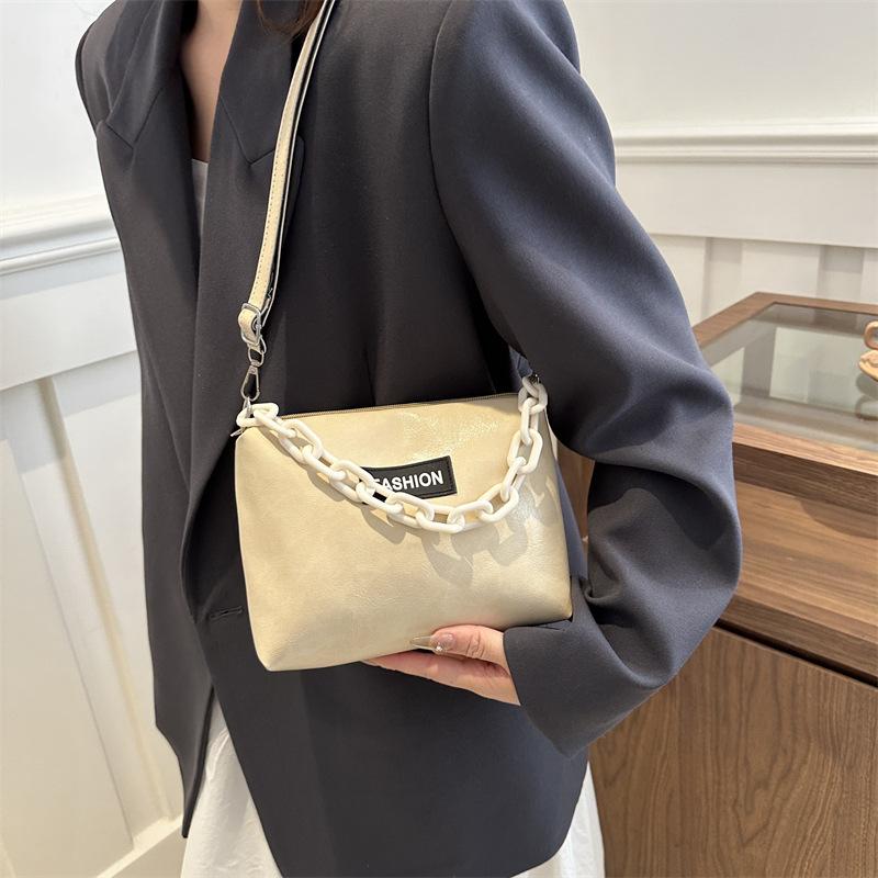 Acrylic chain trend simple women's bag 2025 new fashion trend shoulder bag retro fashion oblique bag women