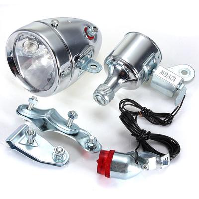 12V 6W Bicycle Motorized Bike Friction Generator Headlight Tail Light Kit