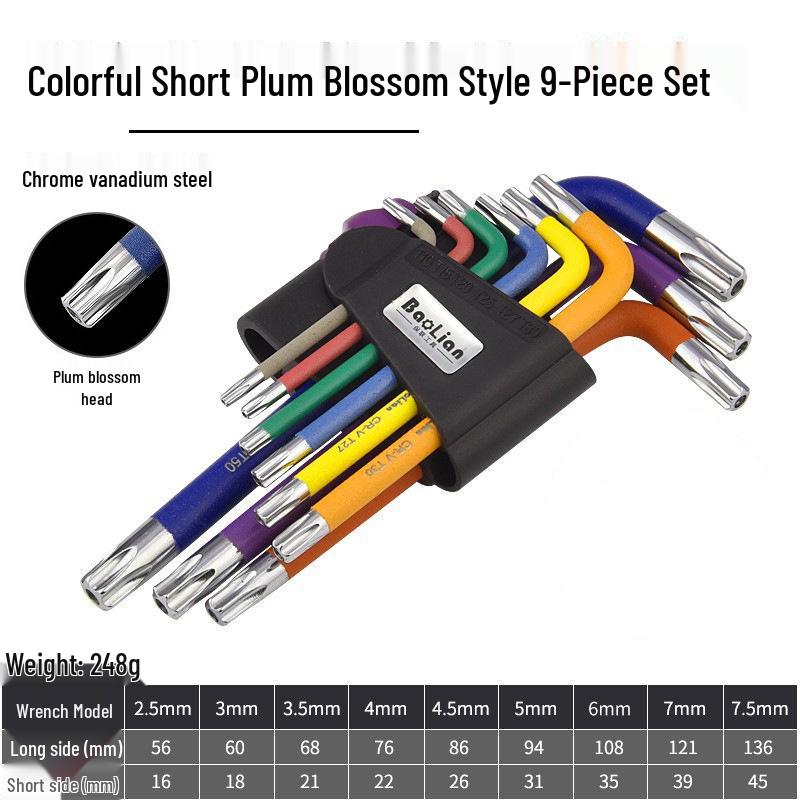Colored Hex Wrench Set: Multi-Functional 6-Sided Screwdriver with Extended 6-Key Design