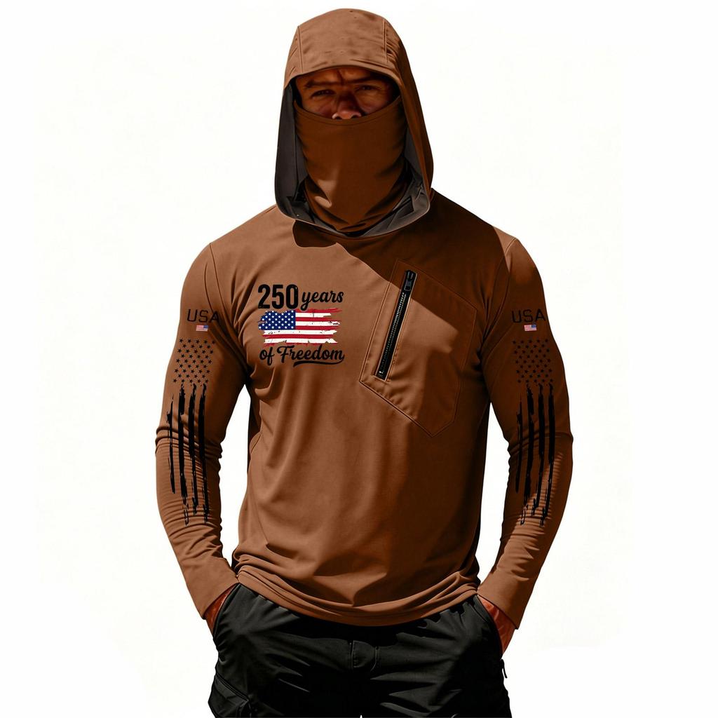 Camiseta Casual con Capucha de Manga Larga para Hombre con Protección Solar