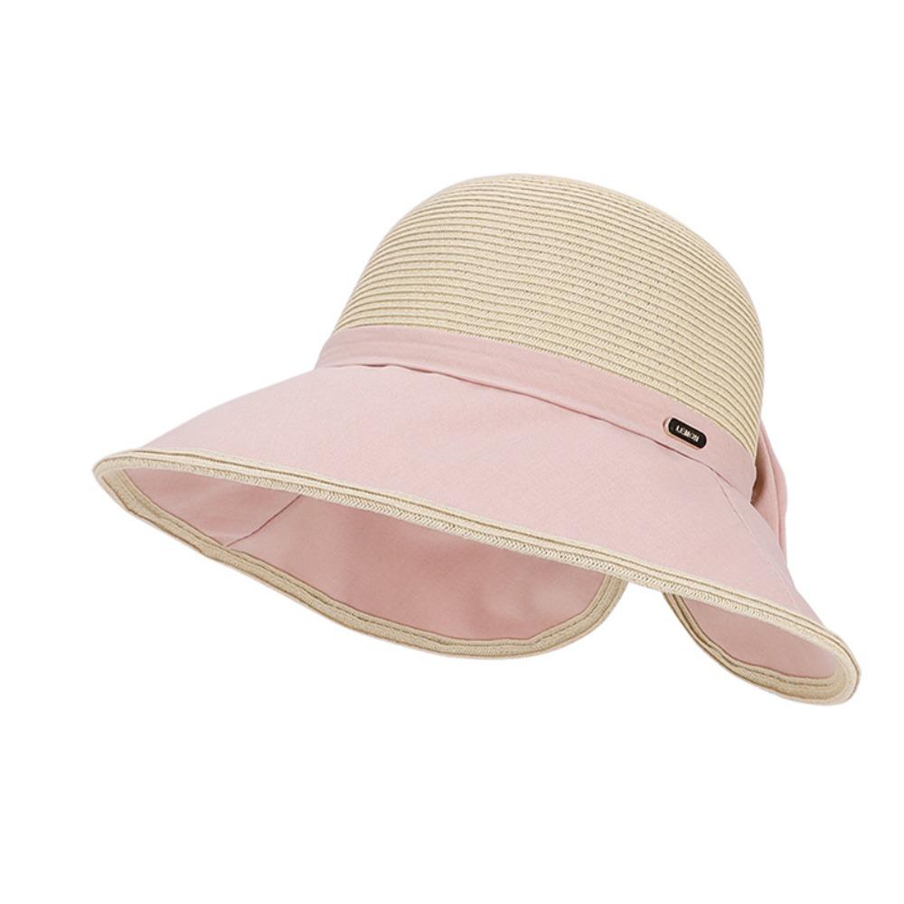 Weave Bow Fisherman Hat Large Bow Straw Hat Elegant Sunscreen Bucket Hat  Summer