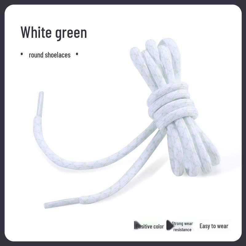 Černé a bílé diagonálně tečkované silné kulaté tkaničky do bot pro turistiku/běh