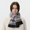 Korean Version of Rainbow Wool Blended Knitted Scarf Women's Autumn and Winter Color Matching Striped Warm Scarf Soft Waxy Wool Shawl