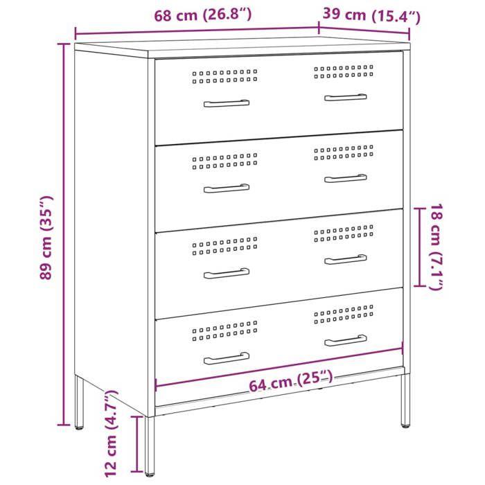 VidaXL Buffet anthracite 68x39x89 cm acier, armoire, placard, buffet haut, armoire latérale, armoire de rangement, 842984