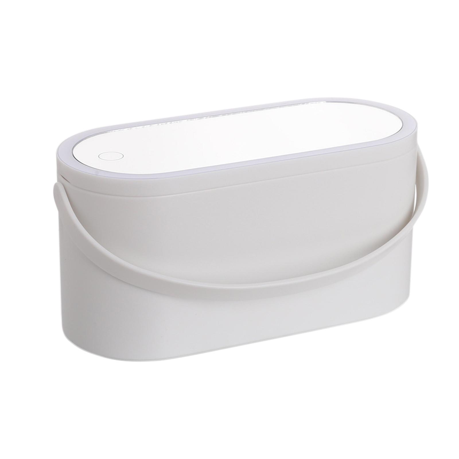 

Портативный кейс для макияжа со светящимся зеркалом, косметический органайзер, дорожный кейс для макияжа белый