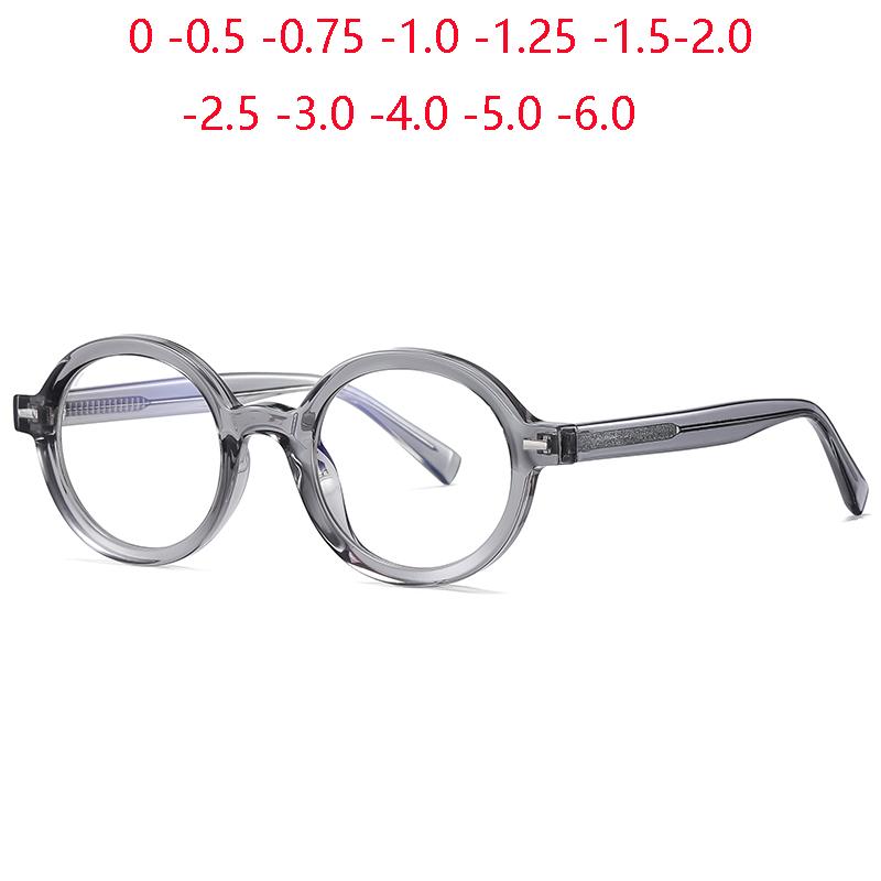 Women Men Anti Blue Rays Round Prescription Glasses For The Nearsighted Rivet Frame Student Myopes Lunettes 0 -0.5 -0.75 To -6.0