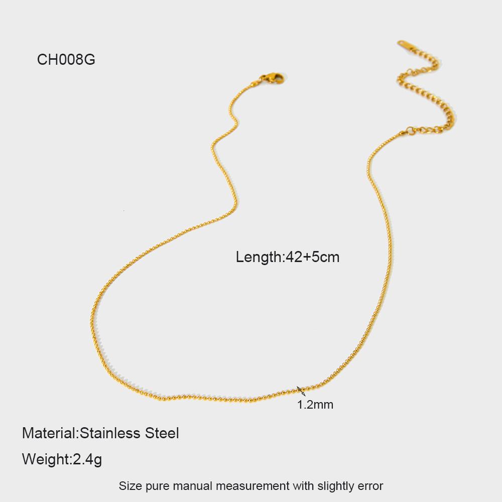 Simple Electroplated 18K Gold Stainless Steel Basic Necklace Color Retention Waterproof DIY Versatile Chain Accessories