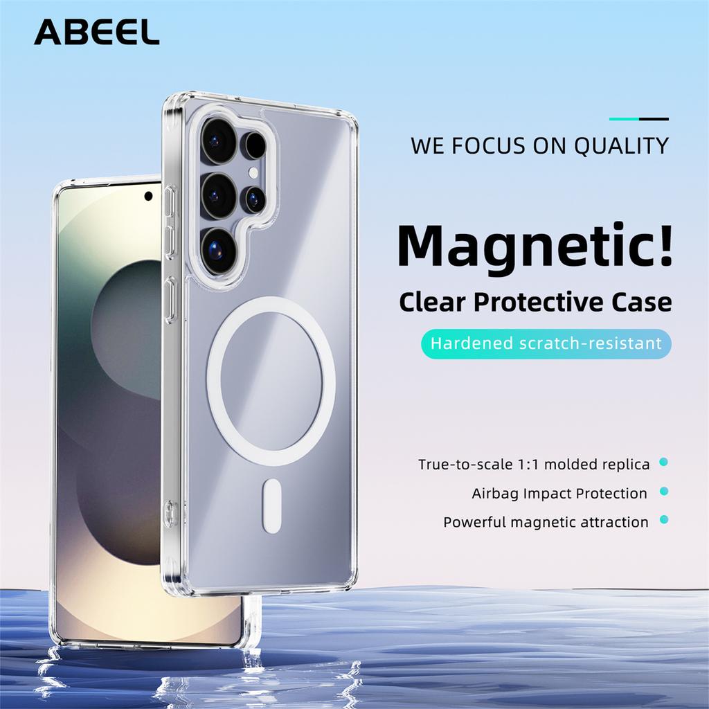 For Magsafe Magnetic Phone Case for Samsung Galaxy S25 Edge S25 Ultra S25 Plus A07 A17 Shockproof Transparent Hard Cover Soft