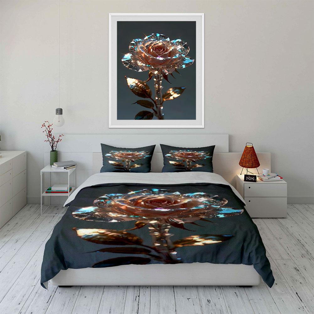 Glowing Rose with Sparkles. Bedding Sets Duvet Cover Sets Duvet Covers Pillowcases(1*Duvet Cover 2*Pillowcases Without Duvet Insert)