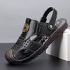 2025 men's shoes summer leather beef tendon sole sandals men's bag head beach shoes summer casual outdoor dual-purpose sandals non-slip