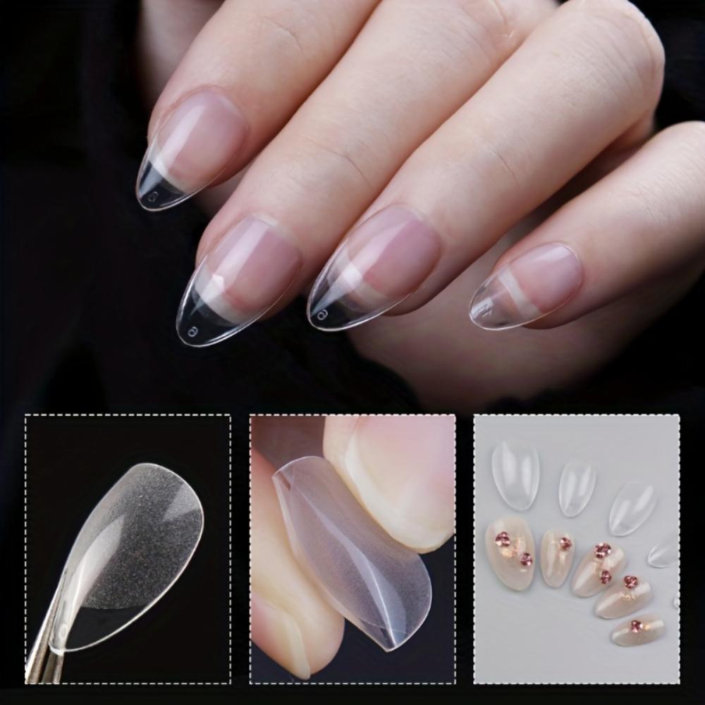 240-teiliges Naked Almond Pin Kit – Extra kurzes, halbmattes Finish mit glänzenden ovalen und Stiletto-Spitzen in transparenter Aufbewahrungsbox – Perfekt für DIY-Nagelkunst