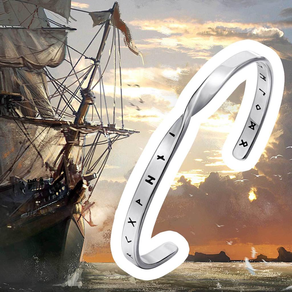 Men's Stainless Steel Solid Metal Mobius Viking Twisted Bracelets,Minimalist Open Cuff Bangles Gifts for Male Boys Jewelry