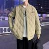 Men's Diamond Quilted Cotton Bomber Jacket - Versatile Hong Kong & College Style Winter Outerwear