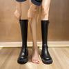 Knight boots women's new round head thick heel western boots tall boots retro thin medium tube stacking boots