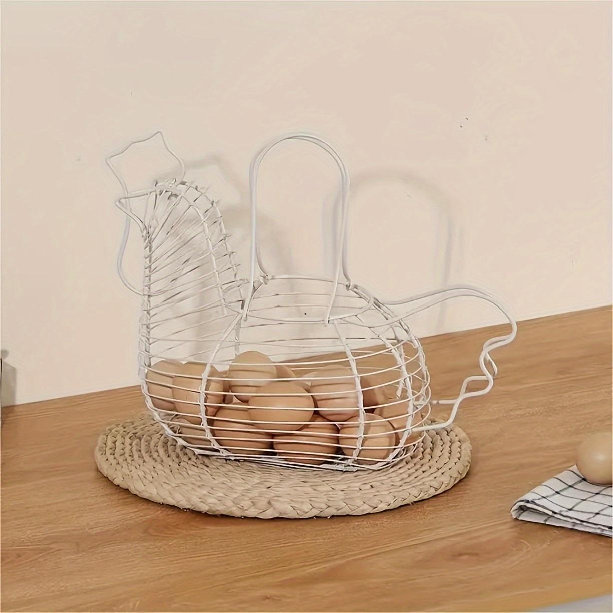 

1 шт. Современная чугунная корзина для яиц в форме курицы, портативный противоударный контейнер для хранения яиц для кухонного стола, шкафа и холодильника белый