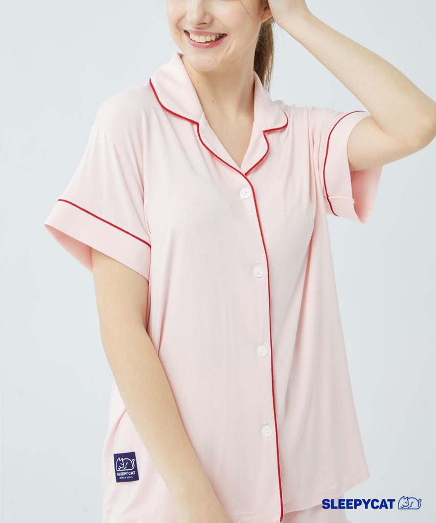 Seullipikaes Solid Spandex Short Sleeve Pajamas [Women]_3C