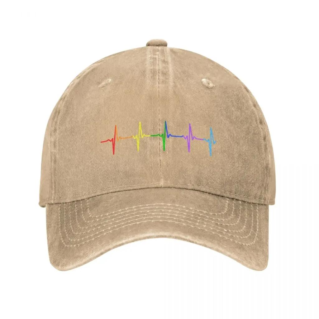 Rainbow Pulse Hearbeat LGBT Baseball Cap Kids Hat Horse Hat Cute Hat Unisex Luxury Caps For Women Unisexs