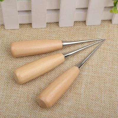 Professional Cloth Awl Sewing Tool Hole Punching Leather Wood Handle Awl Craft Stitching Leather Tools