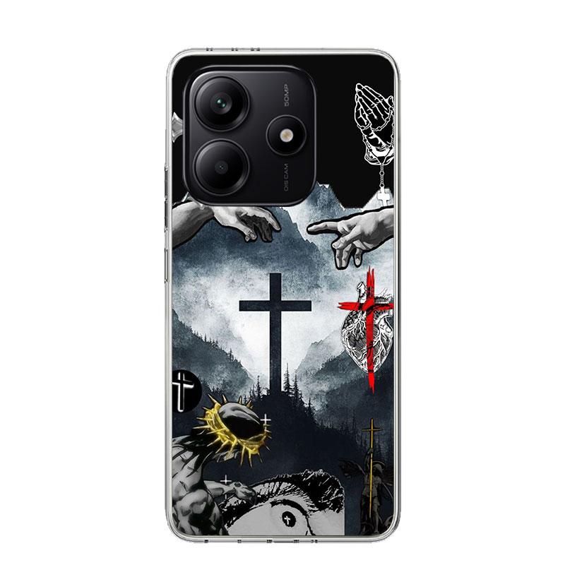 Syn Boży Jezus Krzyż Święte Światło Etui na Telefon Dla Xiaomi Redmi Note 15 14 13 12S 12 Pro Plus 11S 11E 11 11T 10S 10 Art Miękkie Wzór