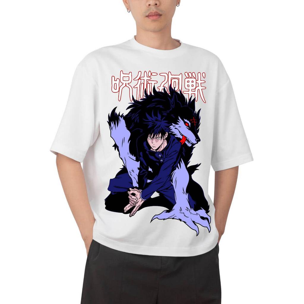 Jujutsu Kaisen Megumi Fushiguro Divine Dog Anime Print T Shirt Men 2026 Summer Casual Streetwear Oversized Cotton Tees Japanese