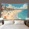 Seaside Vacation Oil Painting Tapestry Beach Room Decor Home Aesthetic Cartoon Landscape Wall Hanging Gift