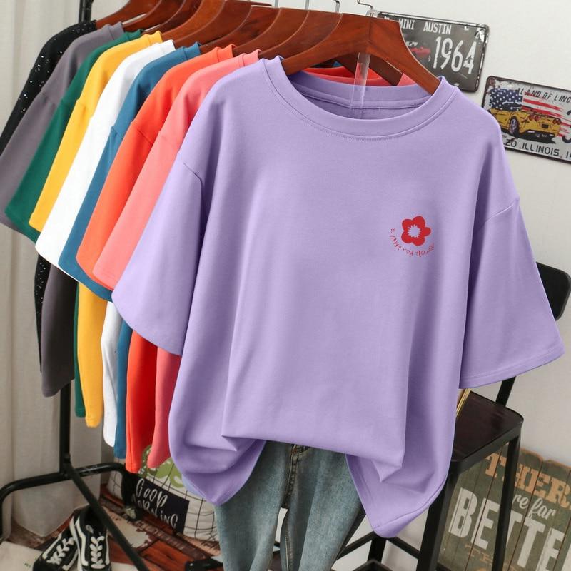 Weibliche Baumwolle L-5XL T Shirt Plus Größe T-shirt Kurzarm Frauen Top Sommer Cartoon Print Paar O Neck Übergroßen T Shirts