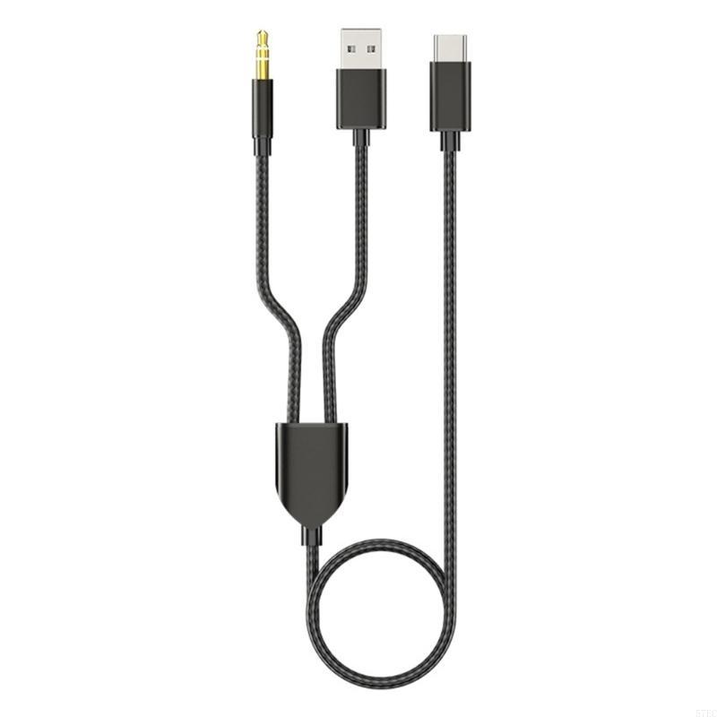 Two-in-one Type-C to USB A 3.5mm Car Stereo Aux Headphone Cable 2 in 1 Connection Wire Line for USB C PhonesTablets