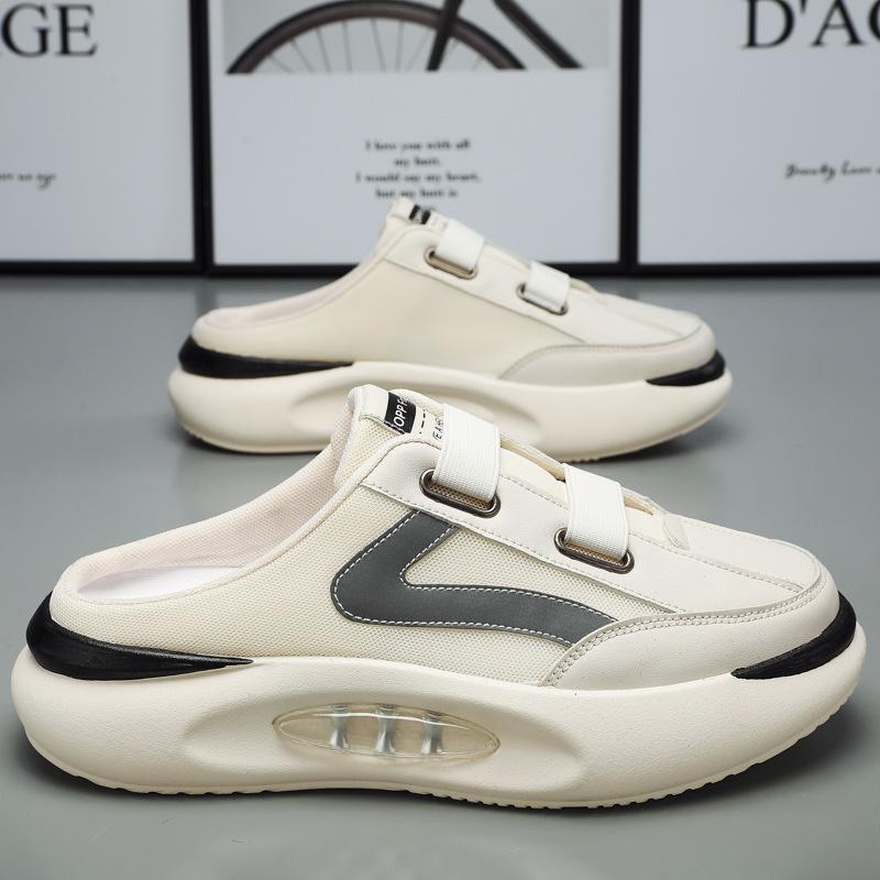 

Fashion Men s Summer Fashion Slippers Outdoor versatile height increasing shoes Thick bottom beach toe slipper Casual Male half slippers 39 бежевый