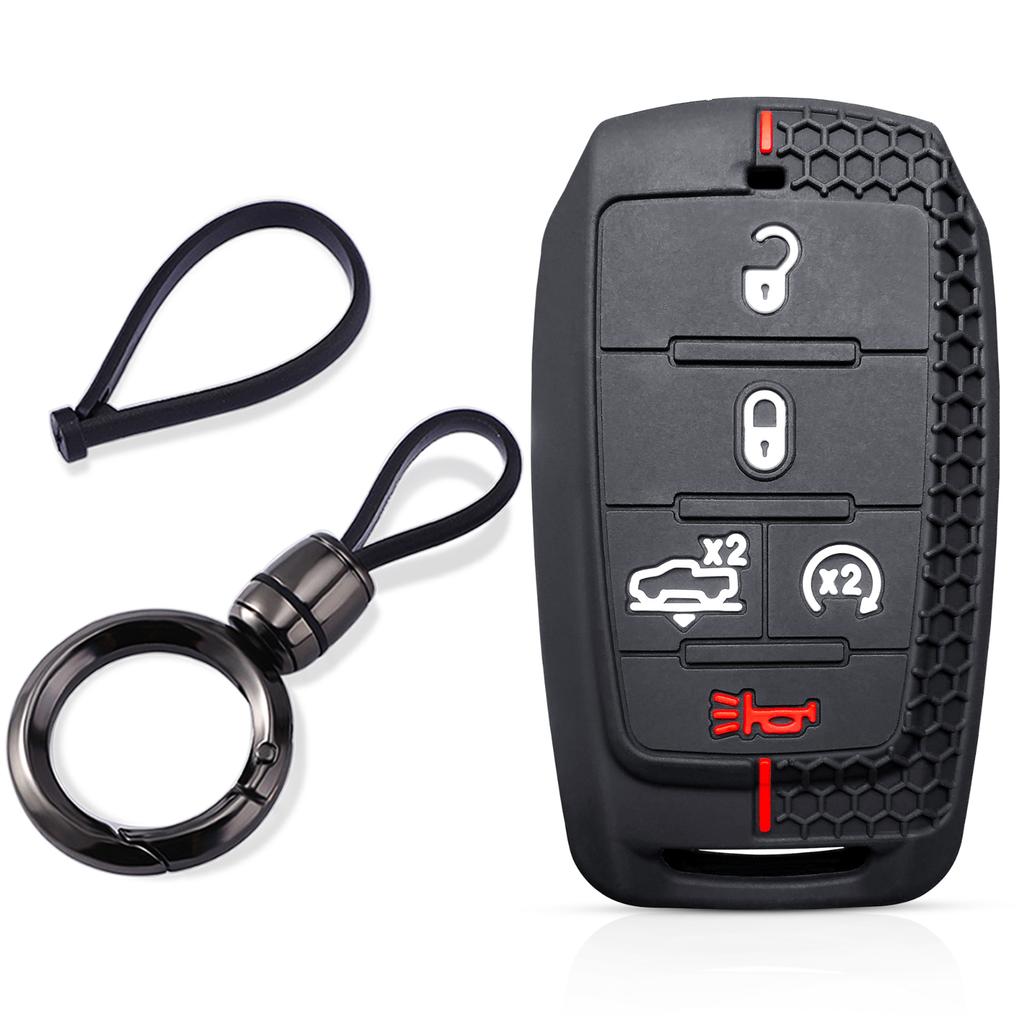 Copri guscio in silicone per chiave auto per Dodge RAM 1500 Limited LongHorn 2019 2020 Guscio chiave a 5 pulsanti Portachiavi Accessori