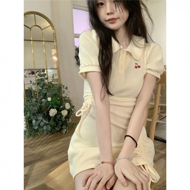 Petite Women's Age-Defying Polo Neck Short Sleeve Cinched A-Line Dress